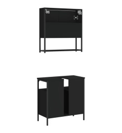 Ensemble de meubles salle de bain 2 pcs noir bois d'ingénierie