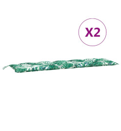 Coussins de banc de jardin lot de 2 motif de feuilles