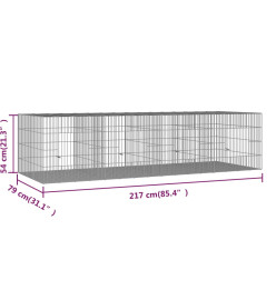 Cage à lapin 4 panneaux 217x79x54 cm Fer galvanisé