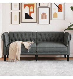 Canapé Chesterfield 2 places gris foncé tissu