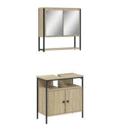 Ensemble de meubles de salle de bain 2 pcs chêne sonoma