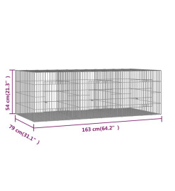 Cage à lapin 3 panneaux 163x79x54 cm Fer galvanisé