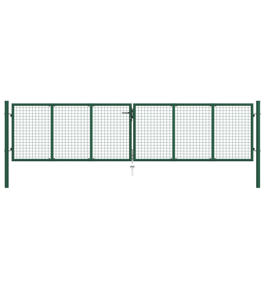 Portail en treillis de jardin Acier 400 x 100 cm Vert