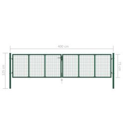 Portail en treillis de jardin Acier 400 x 75 cm Vert