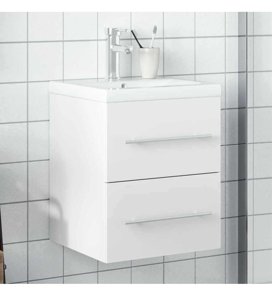 Armoire lavabo de salle de bain avec bassin intégré blanc Armoire lavabo de salle de bain avec bassin intégré blanc