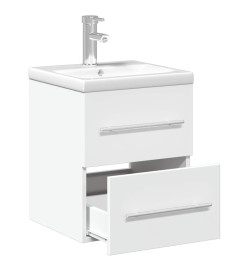 Armoire lavabo de salle de bain avec bassin intégré blanc