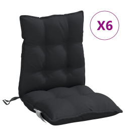 Coussins de chaise à dossier bas lot de 6 noir tissu oxford