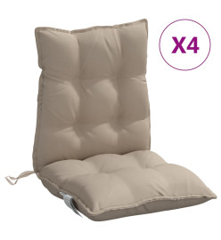 Coussins de chaise à dossier bas lot de 4 taupe tissu oxford