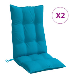 Coussins de chaise à dossier haut lot de 2 bleu clair