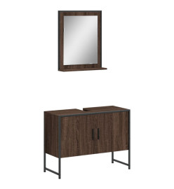 Ensemble d'armoires de salle de bain 2 pcs chêne marron