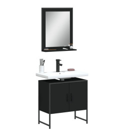 Ensemble d'armoires de salle de bain 2 pcs noir bois ingénierie