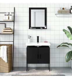 Ensemble d'armoires de salle de bain 2 pcs noir bois ingénierie