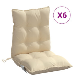 Coussins de chaise à dossier bas lot de 6 beige tissu oxford