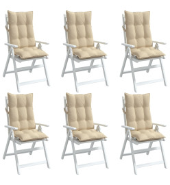 Coussins de chaise à dossier haut lot de 6 beige tissu oxford