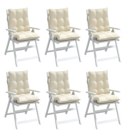 Coussins de chaise à dossier bas lot de 6 crème tissu oxford