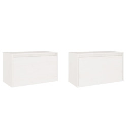 Armoires murales 2 pcs Blanc 60x30x35 cm Bois de pin massif