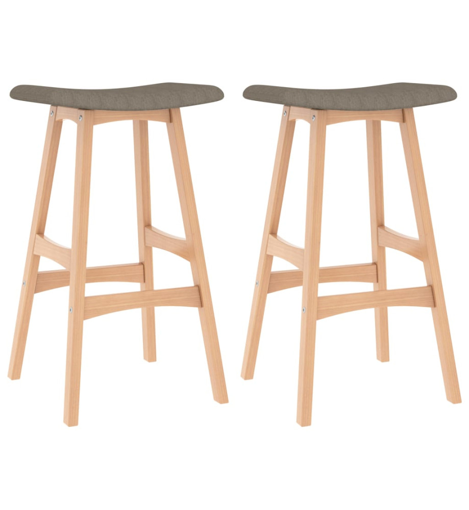 Tabourets de bar lot de 2 taupe tissu