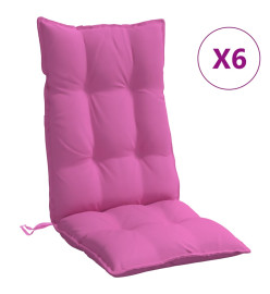 Coussins de chaise à dossier haut lot de 6 rose tissu oxford