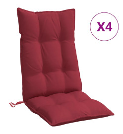 Coussins de chaise à dossier haut lot de 4 rouge bordeaux