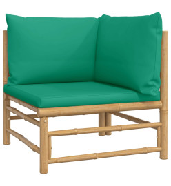 Salon de jardin 7 pcs avec coussins vert bambou