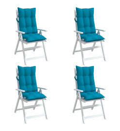 Coussins de chaise à dossier haut lot de 4 bleu clair