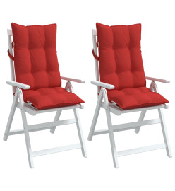 Coussins de chaise à dossier haut lot de 2 rouge tissu oxford