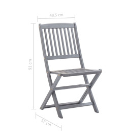 Chaises pliables d'extérieur 8 pcs avec coussins Bois d'acacia