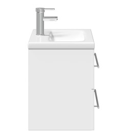 Armoire lavabo de salle de bain avec bassin intégré blanc