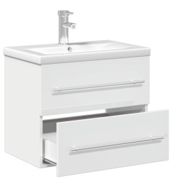 Armoire lavabo de salle de bain bassin intégré blanc brillant