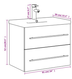 Armoire lavabo de salle de bain bassin intégré blanc brillant