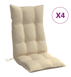 Coussins de chaise à dossier haut lot de 4 beige tissu oxford