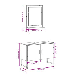 Ensemble d'armoires de salle de bain 2 pcs noir bois ingénierie