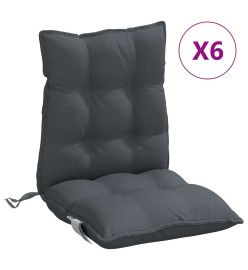 Coussins de chaise à dossier bas lot de 6 anthracite