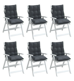 Coussins de chaise à dossier bas lot de 6 anthracite