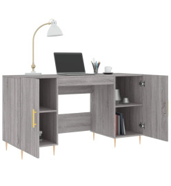 Bureau sonoma gris 140x50x75 cm bois d'ingénierie