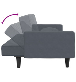 Ensemble de canapés 2 pcs avec coussins gris foncé velours