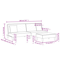 Ensemble de canapés 2 pcs avec coussins jaune velours