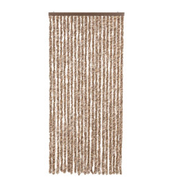 Rideau anti-mouches beige et marron foncé 100x200 cm chenille