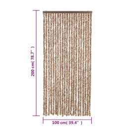 Rideau anti-mouches beige et marron foncé 100x200 cm chenille