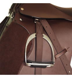 Set de selle équitation 16" en cuir véritable 14 cm 5 en 1 brun