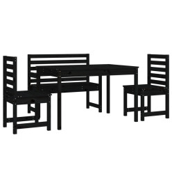 Ensemble à dîner de jardin 4 pcs noir bois massif de pin