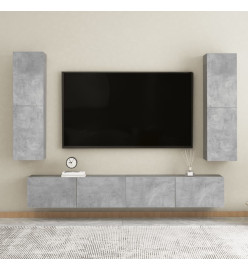 Ensemble de meubles TV 4 pcs Gris béton Aggloméré