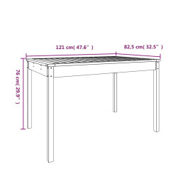 Table de jardin gris 121x82,5x76 cm bois massif de pin