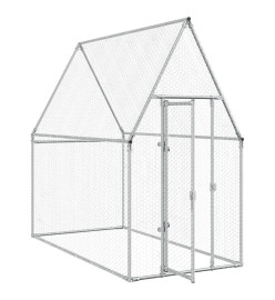 Cage pour poules argenté 200x100x190 cm acier galvanisé