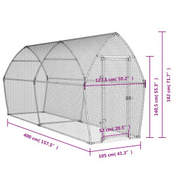 Cage pour poules argenté 400x105x182 cm acier galvanisé