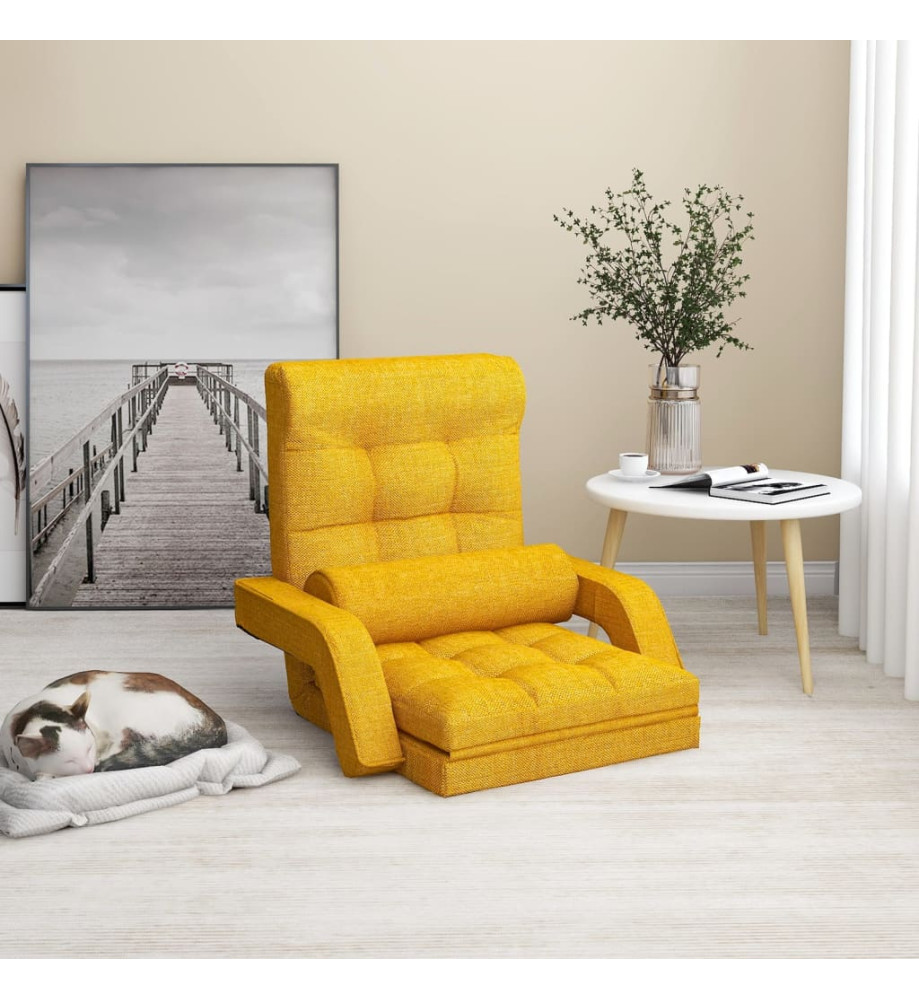 Chaise pliable de sol avec fonction de lit Jaune moutarde Tissu