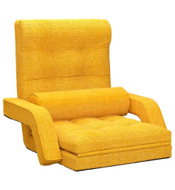 Chaise pliable de sol avec fonction de lit Jaune moutarde Tissu