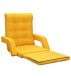 Chaise pliable de sol avec fonction de lit Jaune moutarde Tissu