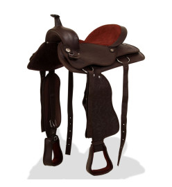 Selle, bridon et col de poitrine Cuir véritable 17 po Marron