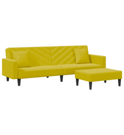 Ensemble de canapés 2 pcs avec coussins jaune velours